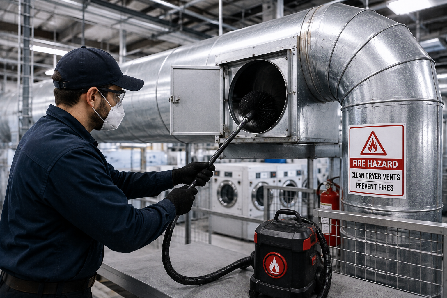 Commercial dryer vent fire hazard prevention and exhaust cleaning in Friendswood TX