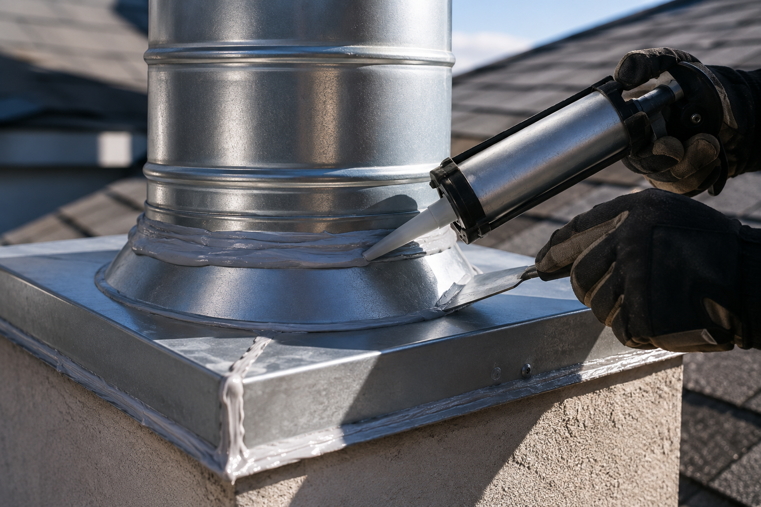 Structural flue integrity inspection and dryer vent joint sealing service in Friendswood TX